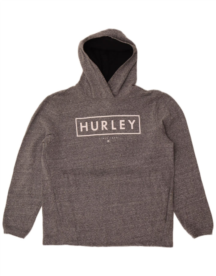 Hurley Mens Graphic Hoodie Jumper Large Grey Cotton