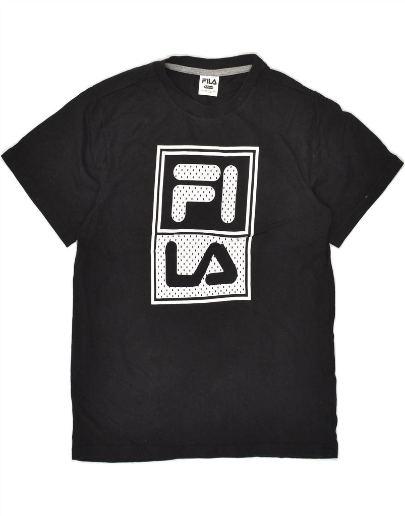 FILA Boys Graphic T-Shirt Top 14-15 Years XL Black Cotton | Vintage Fila | Thrift | Second-Hand Fila | Used Clothing | Messina Hembry 