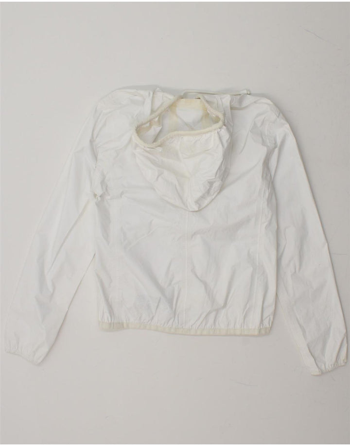 K-WAY Girls Hooded Rain Jacket 6-7 Years White Polyamide Vintage K-Way and Second-Hand K-Way from Messina Hembry 
