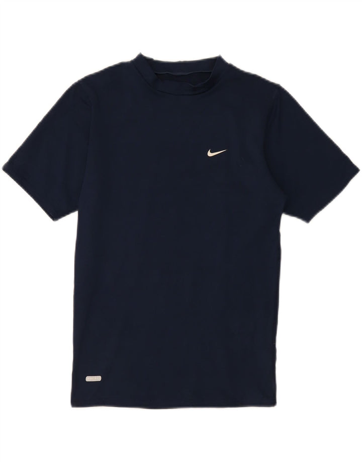 Nike Womens Dri Fit T-Shirt Top UK 12 Medium Navy Blue Polyester