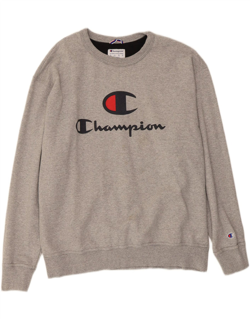 CHAMPION Mens Graphic Sweatshirt Jumper 2XL Grey Cotton Vintage Champion and Second-Hand Champion from Messina Hembry 