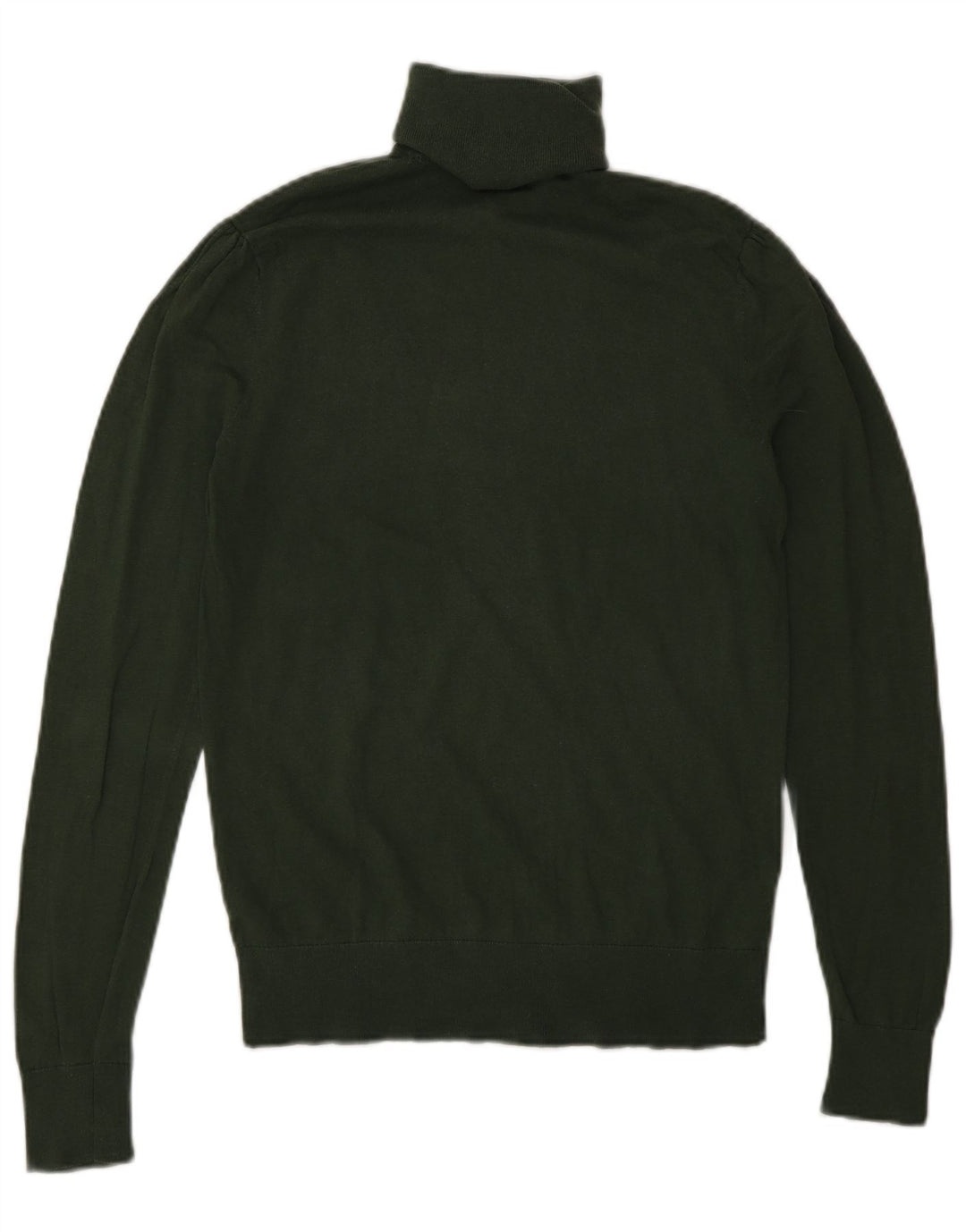 Massimo Dutti Womens Roll Neck Jumper Sweater UK 12 Medium Green Silk