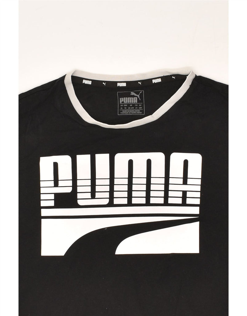 PUMA Girls Graphic T-Shirt Top 13-14 Years Black Cotton | Vintage Puma | Thrift | Second-Hand Puma | Used Clothing | Messina Hembry 