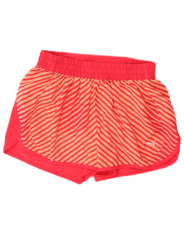 Puma Womens Sport Shorts UK 12 Medium Pink Striped Polyester