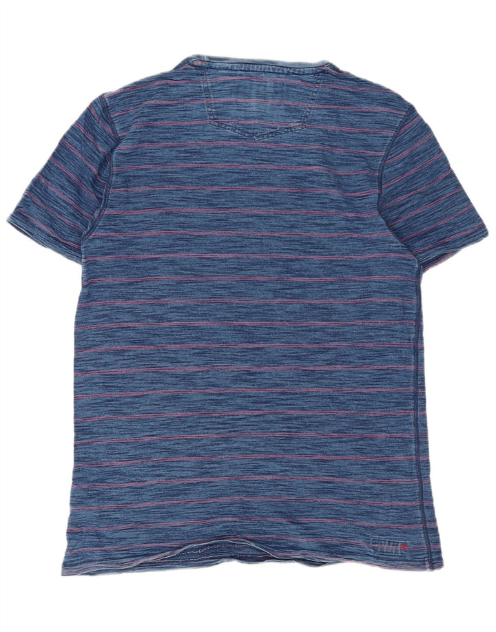 Fat Face Mens T-Shirt Top Medium Navy Blue Pinstripe Cotton