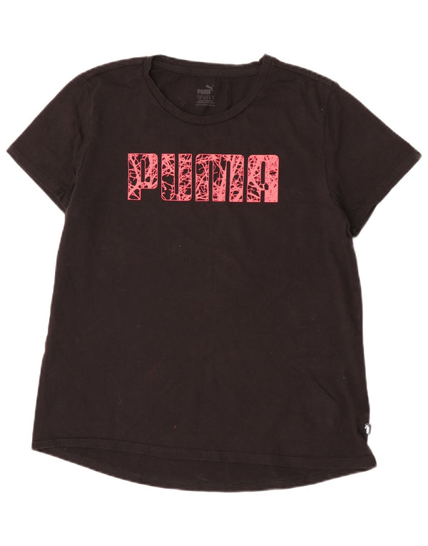 Puma Womens Graphic T-Shirt Top UK 14 Medium Black Cotton