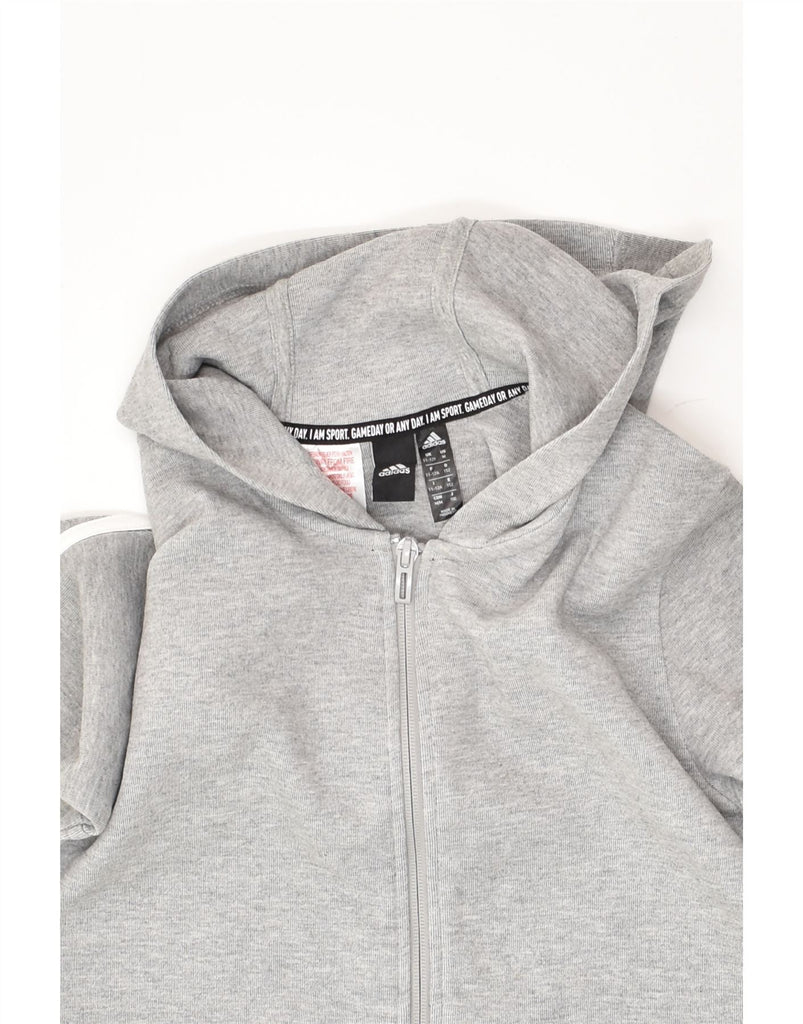 ADIDAS Boys Zip Hoodie Sweater 11-12 Years Grey Cotton | Vintage Adidas | Thrift | Second-Hand Adidas | Used Clothing | Messina Hembry 