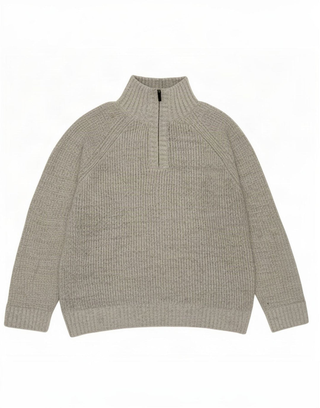 Marks & Spencer Mens Zip Neck Jumper Sweater Medium Grey Acrylic