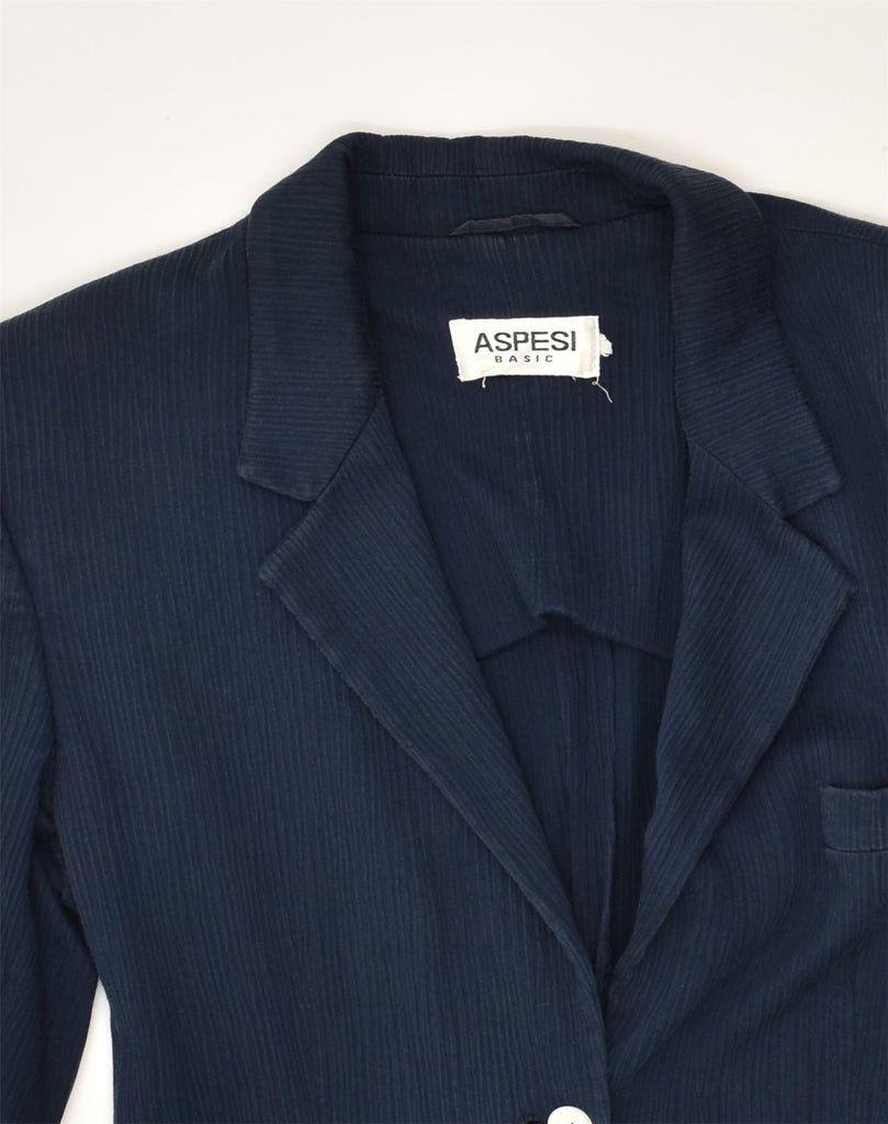 ASPESI Womens Short Sleeve 2 Button Blazer Jacket UK 10 Small Navy Blue | Vintage Aspesi | Thrift | Second-Hand Aspesi | Used Clothing | Messina Hembry 