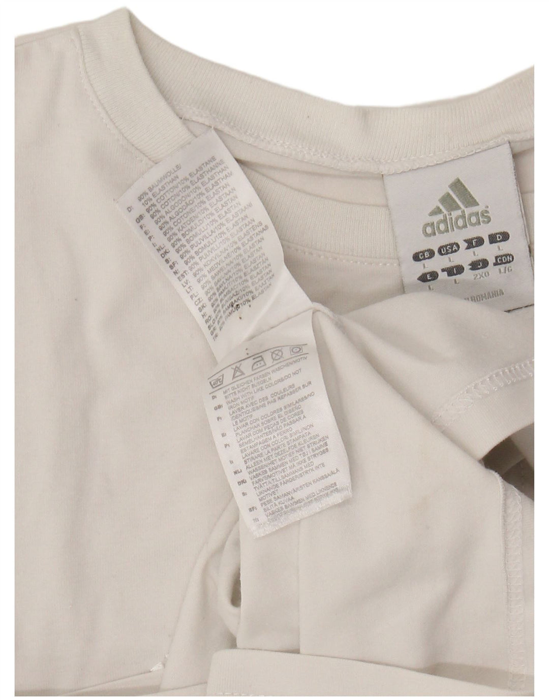 ADIDAS Womens T-Shirt Top UK 14 Large Off White Cotton