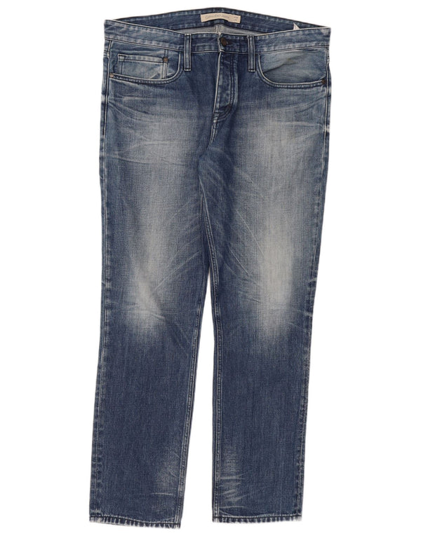Calvin Klein Mens Straight Jeans W38 L32 Blue Cotton