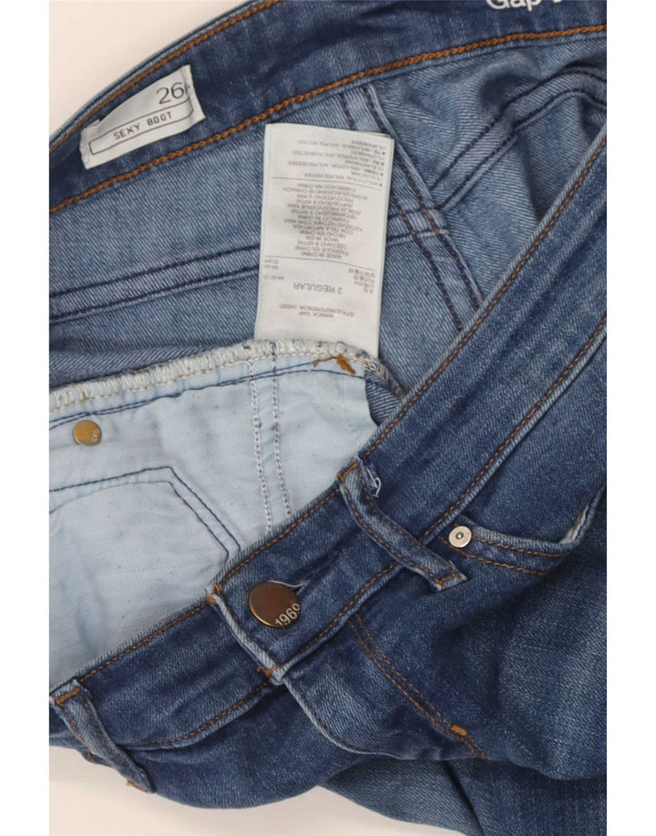 Gap Womens Sexy Distressed Bootcut Jeans W26 L31 Blue Cotton