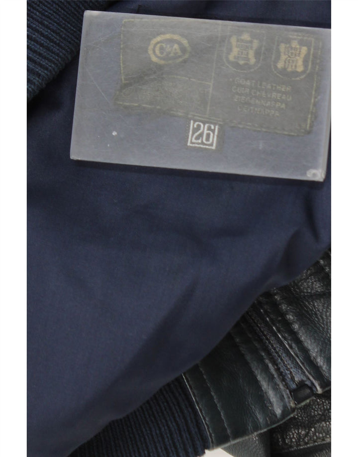 C&A Mens Leather Jacket UK 36 Small Blue Leather