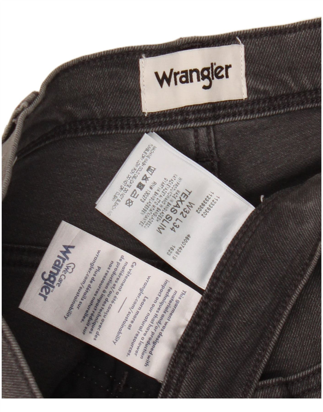 Wrangler Mens Texas Slim Jeans W32 L34 Grey Cotton