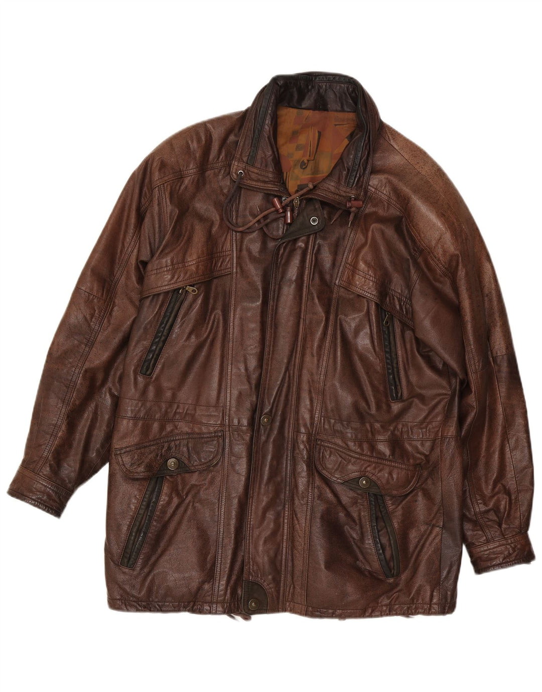 Vintage Mens Leather Jacket IT 50 Large Brown