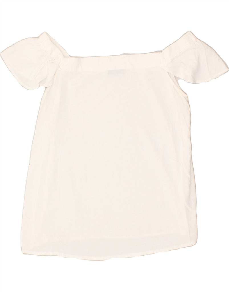 MASSIMO DUTTI Womens Off Shoulder Top UK 14 Medium White | Vintage Massimo Dutti | Thrift | Second-Hand Massimo Dutti | Used Clothing | Messina Hembry 