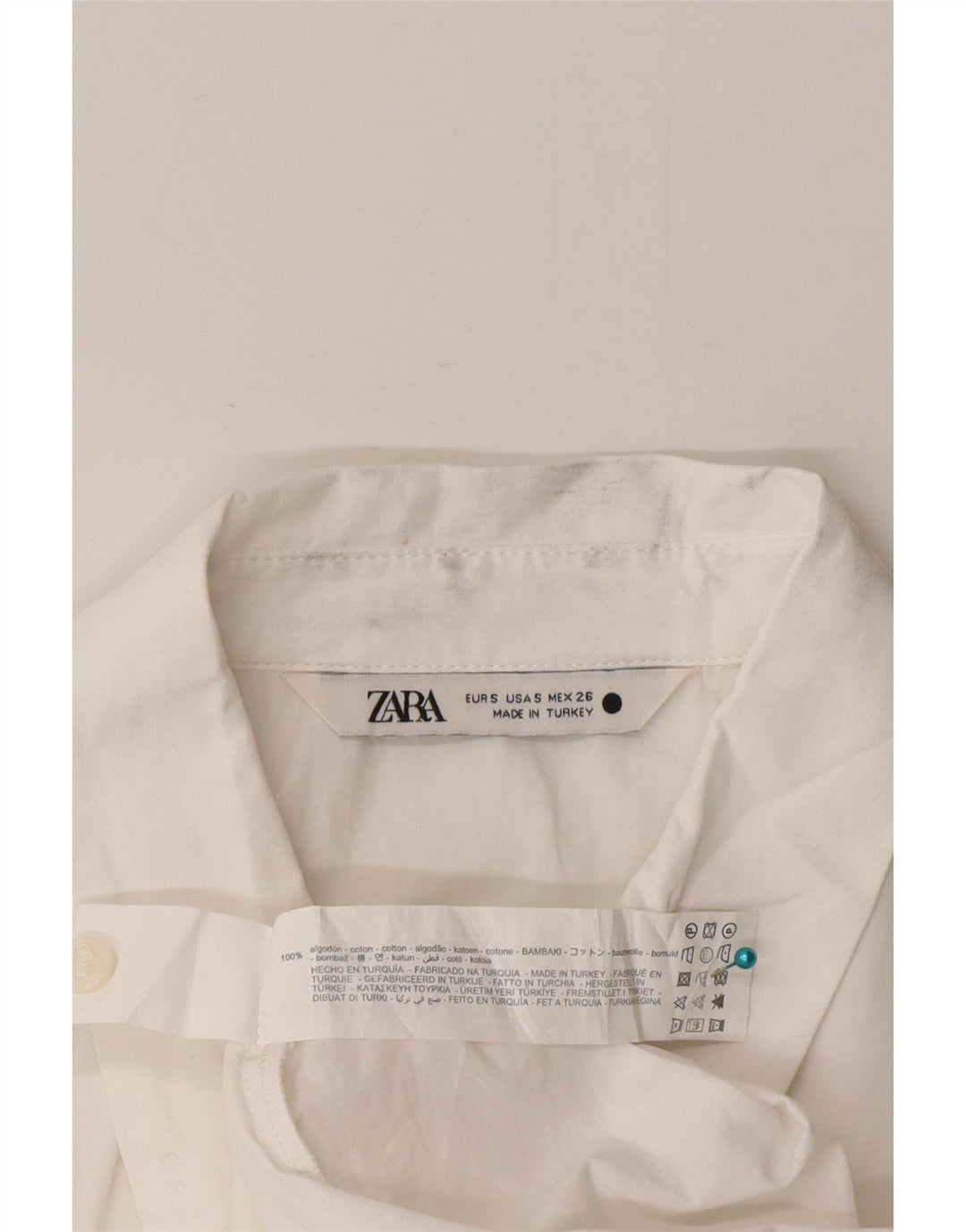Zara Womens Asymmetric Shirt Blouse UK 10 Small White Cotton