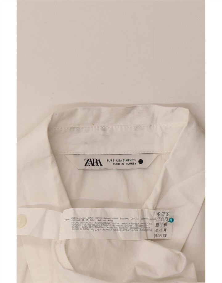 Zara Womens Asymmetric Shirt Blouse UK 10 Small White Cotton