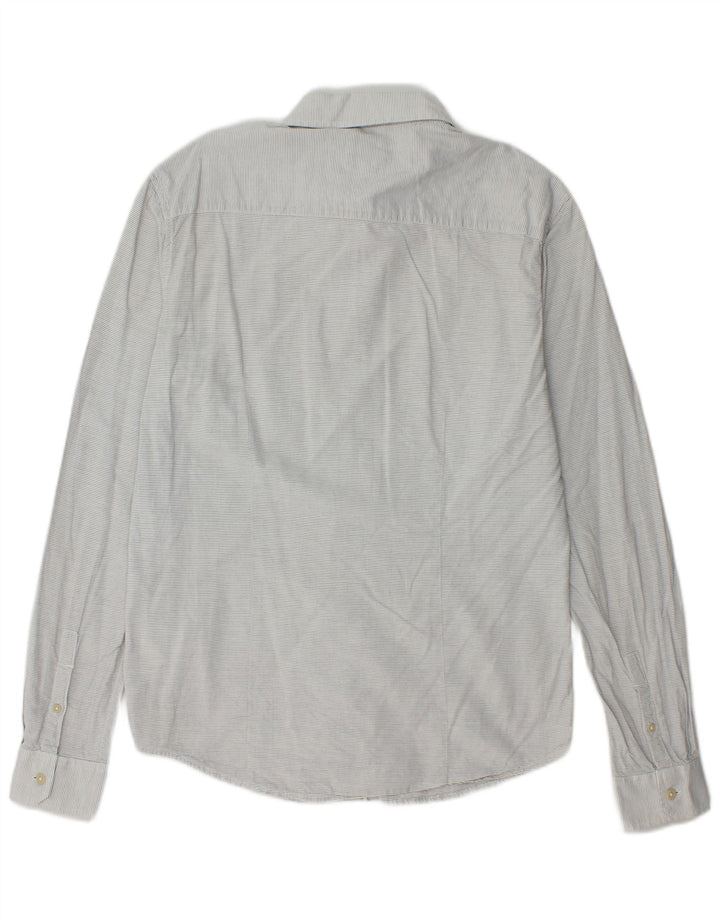 Wrangler Mens Slim Shirt Medium Grey Pinstripe Cotton