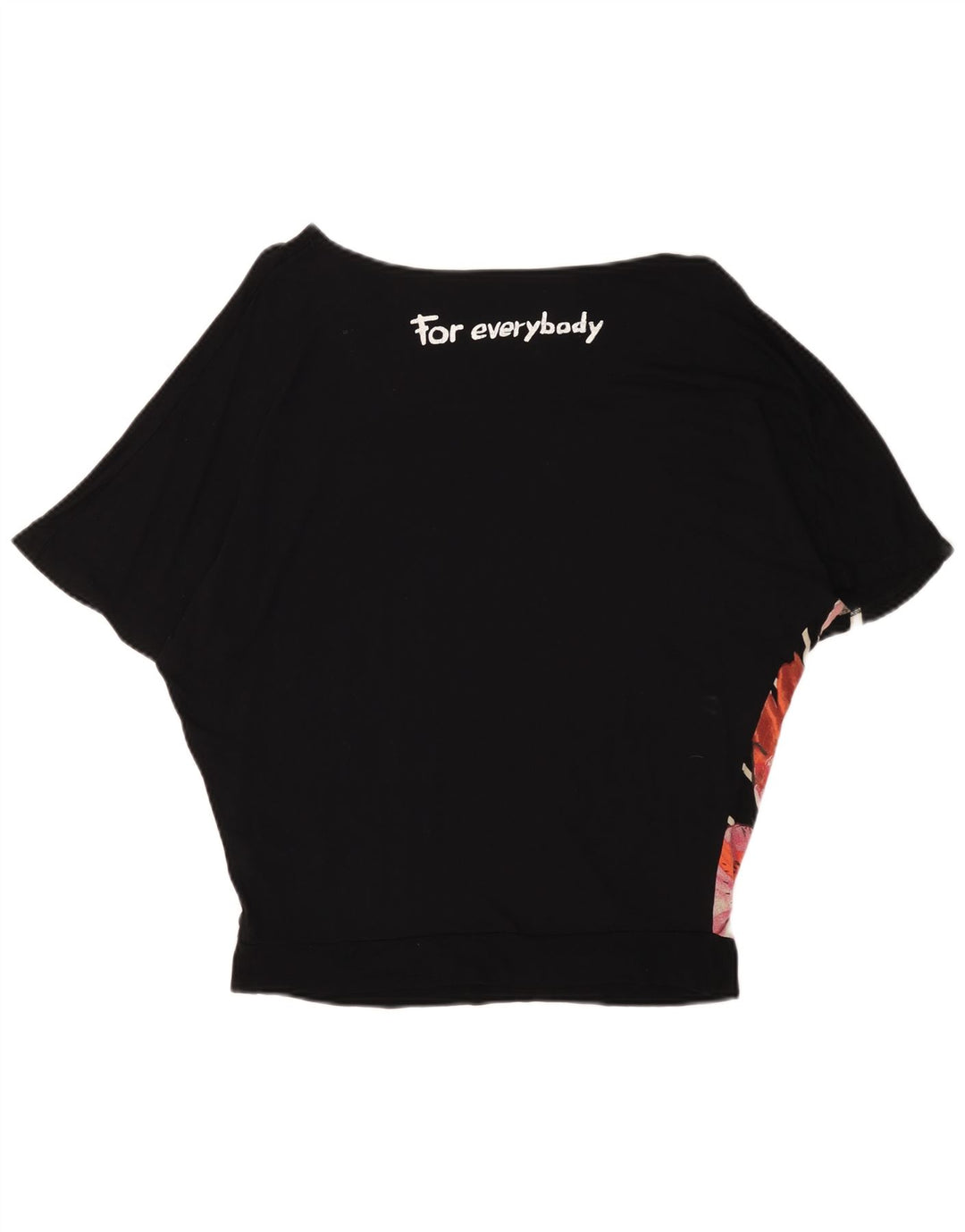 DESIGUAL Womens T-Shirt Top UK 14 Medium Black Floral