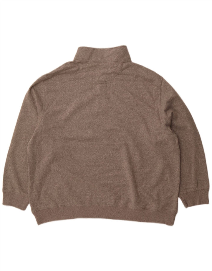 IZOD Mens Zip Neck Sweatshirt Jumper 2XL Grey Cotton