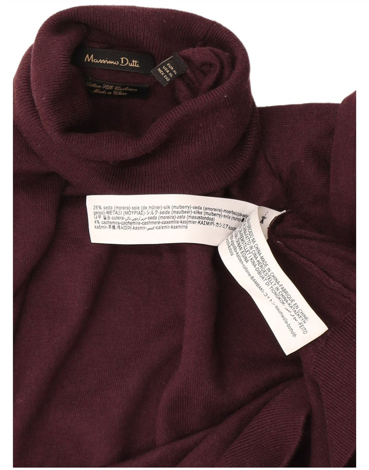Massimo Dutti Mens Roll Neck Jumper Sweater XL Burgundy Silk