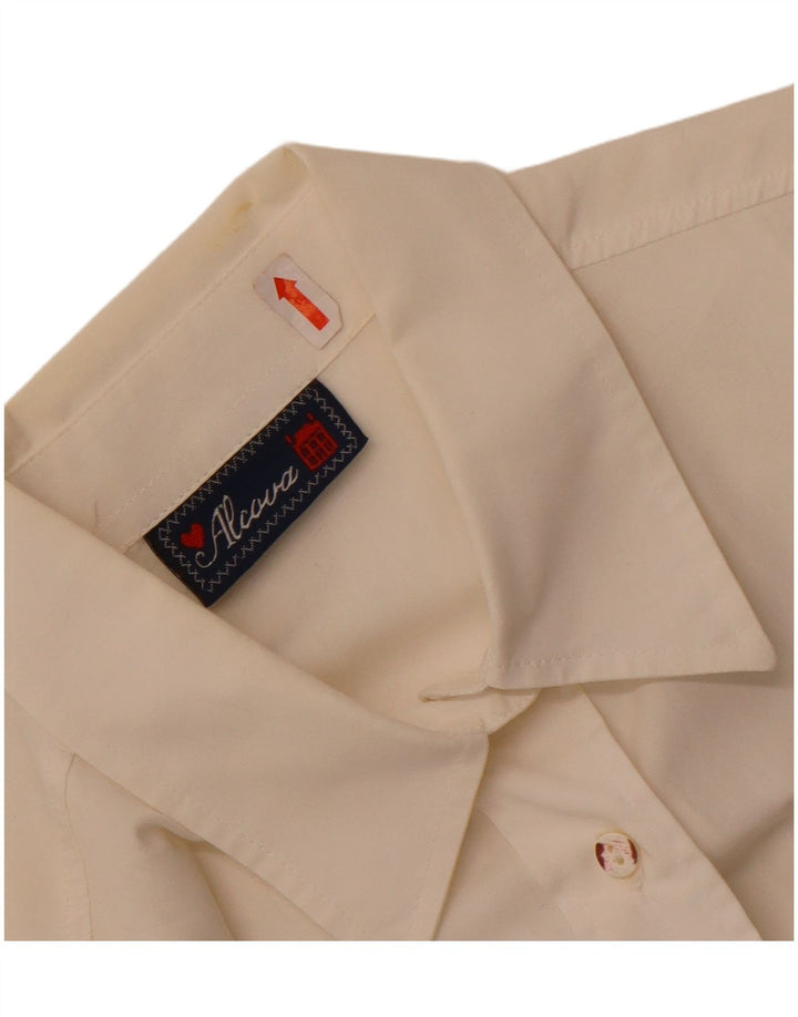 Vintage Womens Graphic Shirt UK 14 Large White Cotton