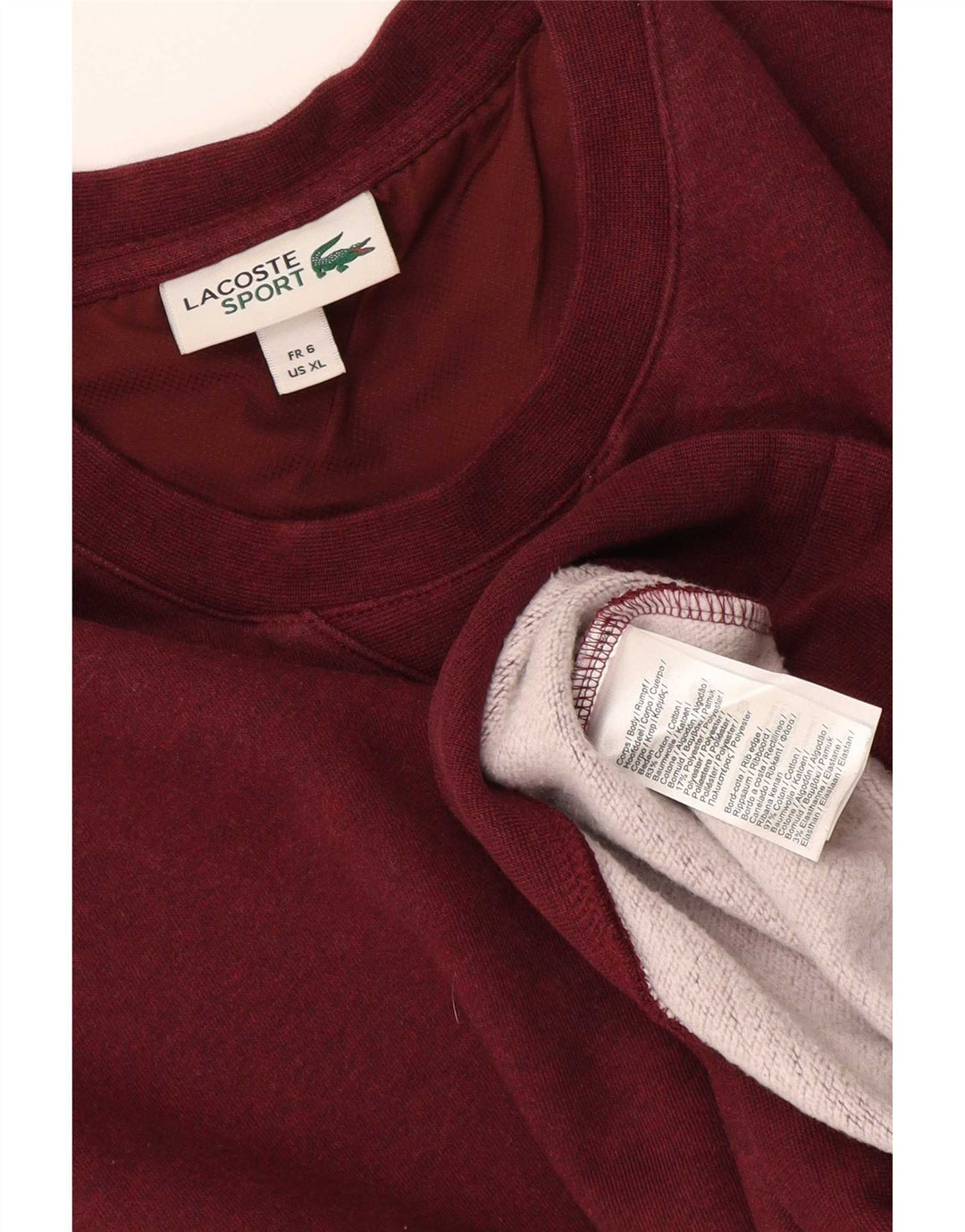 Lacoste Mens Sweatshirt Jumper Size 6 XL Burgundy Cotton