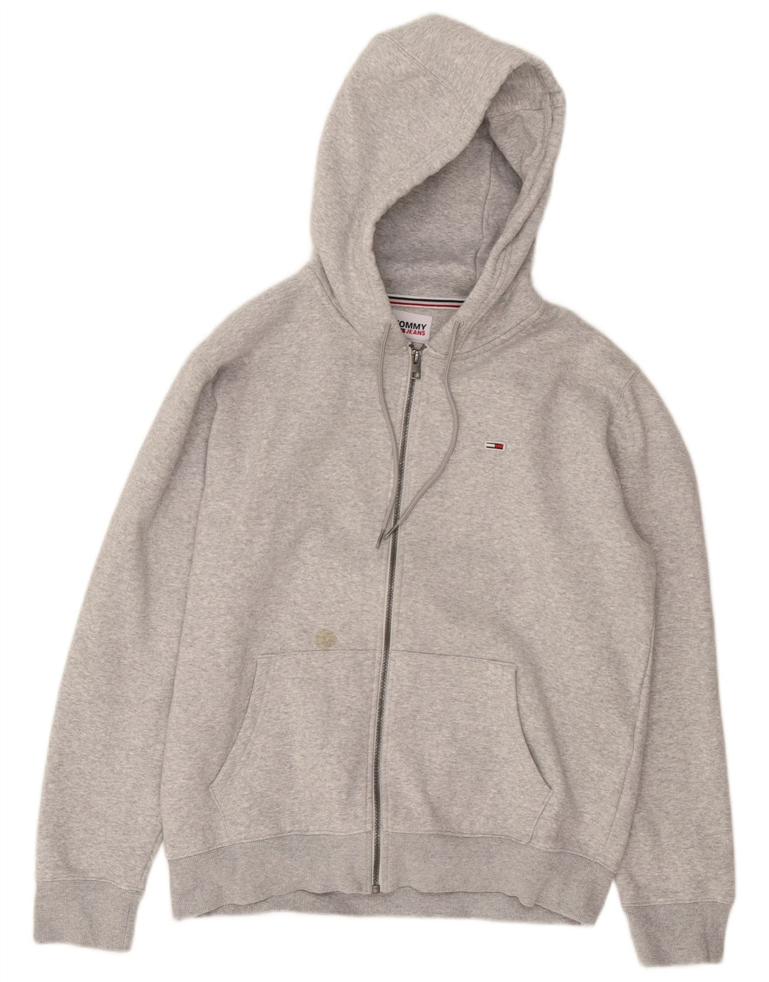 Tommy Hilfiger Mens Zip Hoodie Sweater Large Grey Cotton