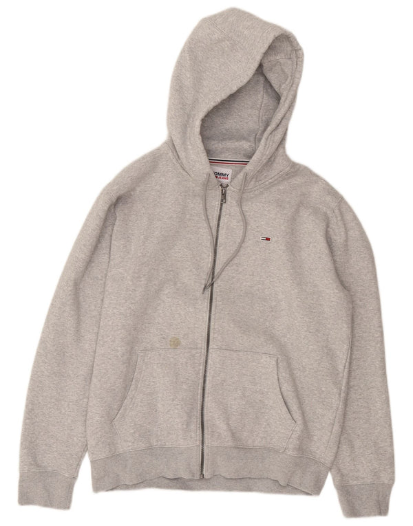 Tommy Hilfiger Mens Zip Hoodie Sweater Large Grey Cotton