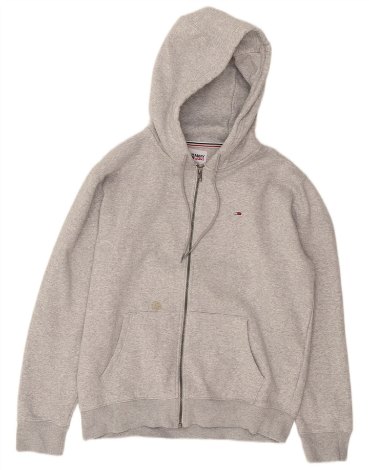 Tommy Hilfiger Mens Zip Hoodie Sweater Large Grey Cotton
