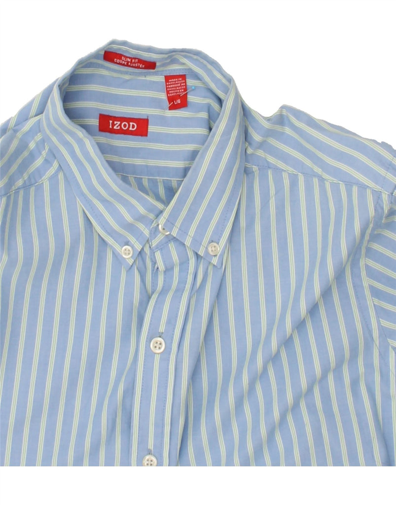 IZOD Mens Grant Fit Slim Fit Shirt Large Blue Striped Cotton Vintage Izod and Second-Hand Izod from Messina Hembry 