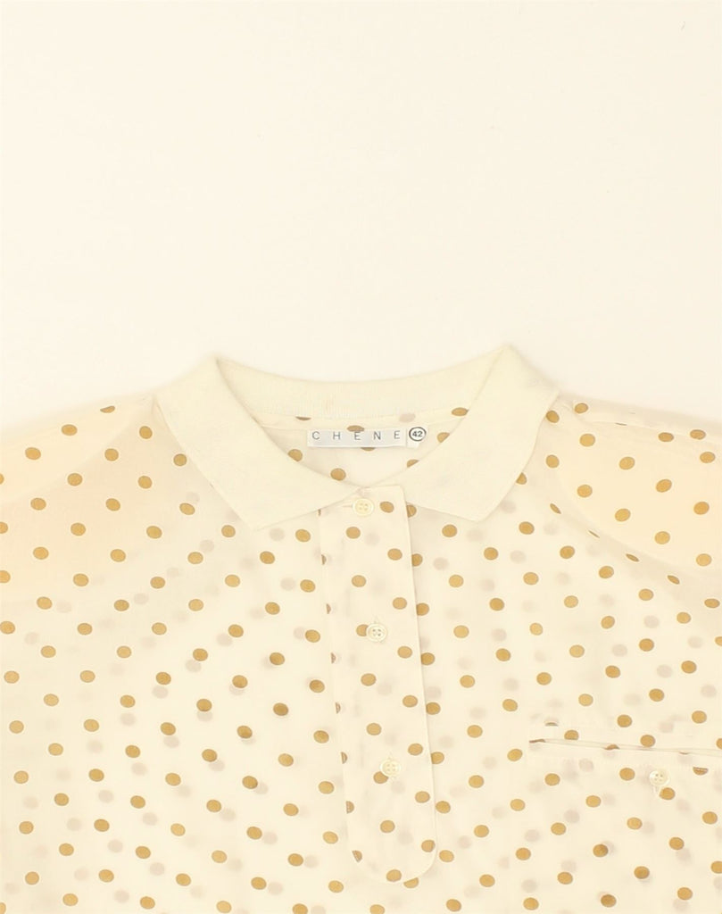 VINTAGE Womens Blouse Top IT 42 Medium Off White Polka Dot Acetate | Vintage Vintage | Thrift | Second-Hand Vintage | Used Clothing | Messina Hembry 