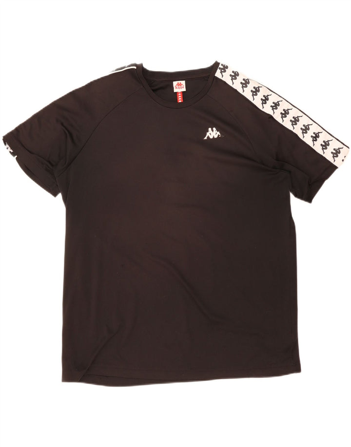Kappa Mens Graphic T-Shirt Top 2XL Black Colourblock Polyester