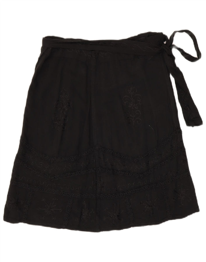Vintage Womens Wrap Skirt W30 Medium Black Paisley
