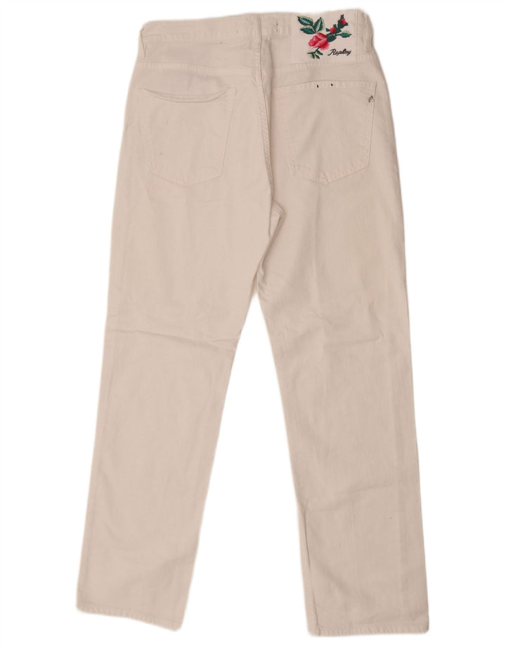 Replay Womens Straight Jeans W28 L29 White Cotton