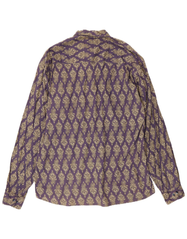 Vintage Mens Shirt 2XL Purple Paisley Cotton