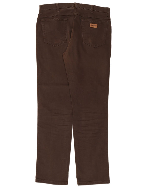 Wrangler Mens Texas Straight Casual Trousers W36 L34 Brown Cotton