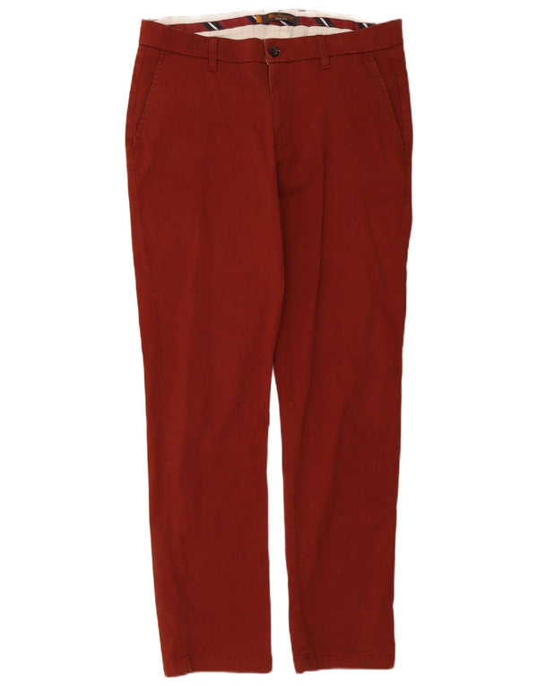 Ben Sherman Mens Slim Chino Trousers W34 L32 Burgundy Cotton
