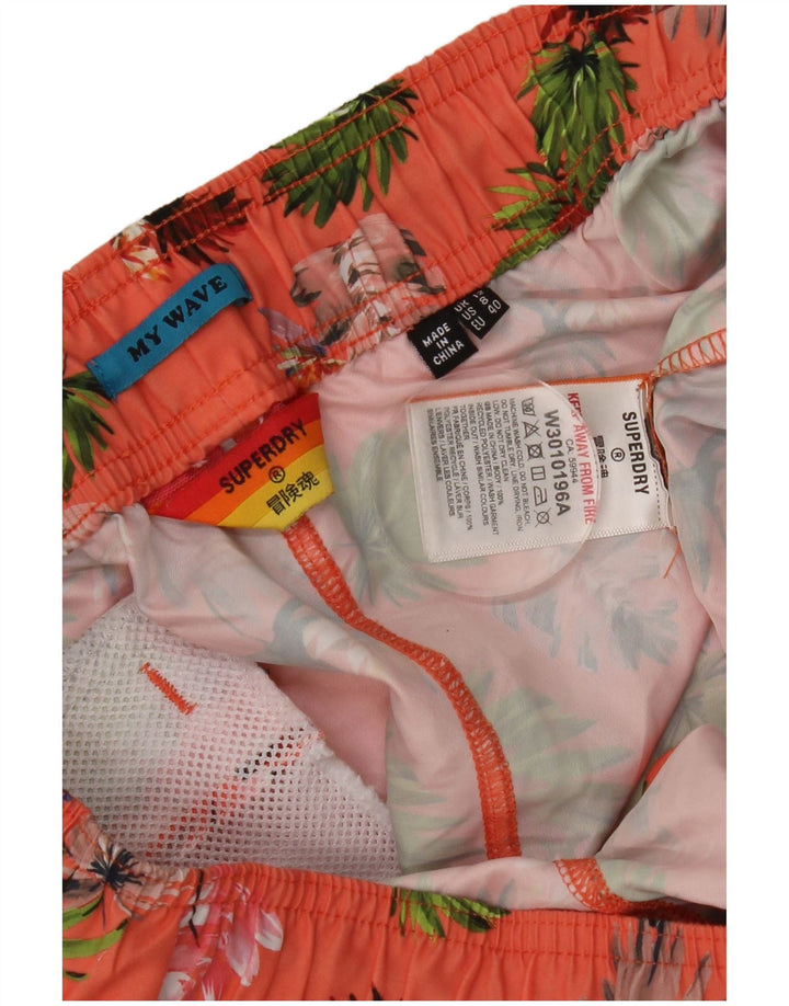 Superdry Womens Swimming Shorts UK 12 Medium Pink Floral Polyester