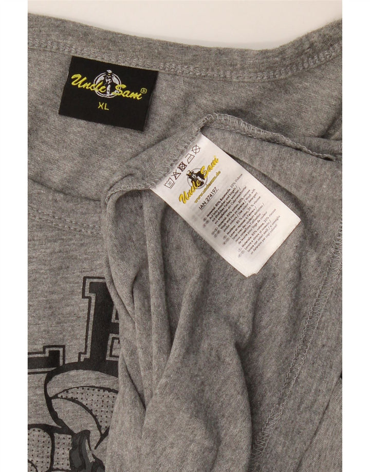 UNCLE SAM Mens Graphic Vest Top XL Grey Cotton