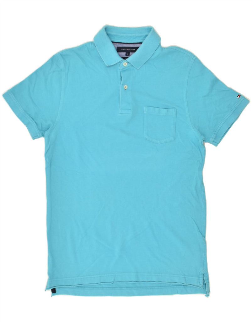 TOMMY HILFIGER Mens Slim Fit Polo Shirt Large Turquoise Cotton Vintage Tommy Hilfiger and Second-Hand Tommy Hilfiger from Messina Hembry 