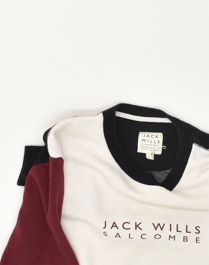 JACK WILLS Mens Sweatshirt Jumper Small Off White Colourblock Cotton | Vintage Jack Wills | Thrift | Second-Hand Jack Wills | Used Clothing | Messina Hembry 