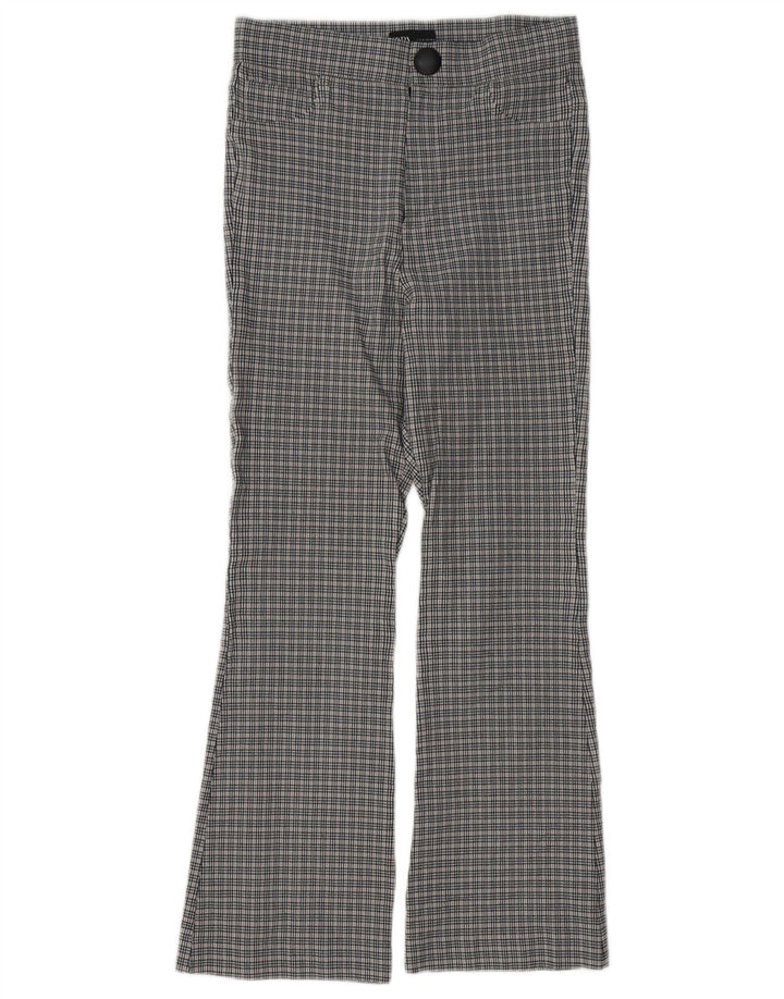 Zara Womens Bootcut Casual Trousers Medium W28 L26 Grey Houndstooth Viscose
