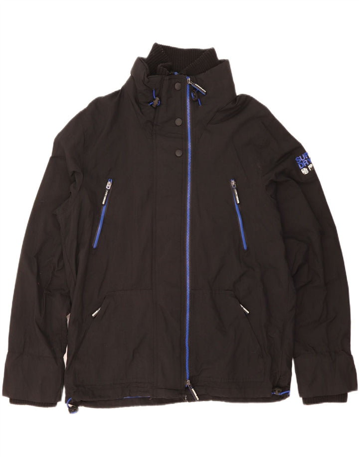 SUPERDRY Mens The Wind Attacker Graphic Rain Jacket UK 44 2XL Black Nylon