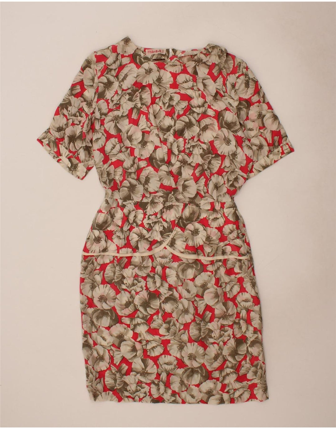 VINTAGE Womens Sheath Dress IT 48 XL Red Floral Vintage Vintage and Second-Hand Vintage from Messina Hembry 