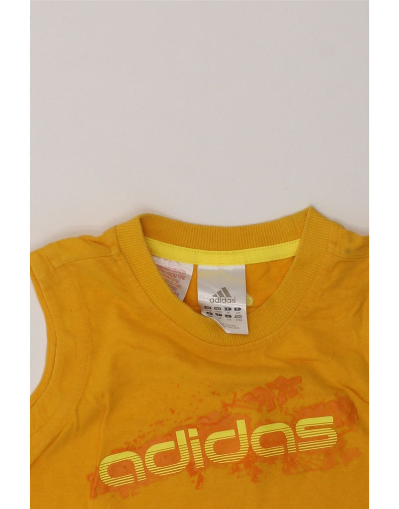 ADIDAS Boys Graphic Vest Top 3-4 Years Yellow Cotton | Vintage Adidas | Thrift | Second-Hand Adidas | Used Clothing | Messina Hembry 