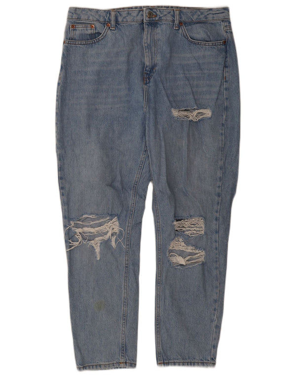 Topshop Mens Mom Distressed Tapered Jeans W34 L30 Blue Cotton