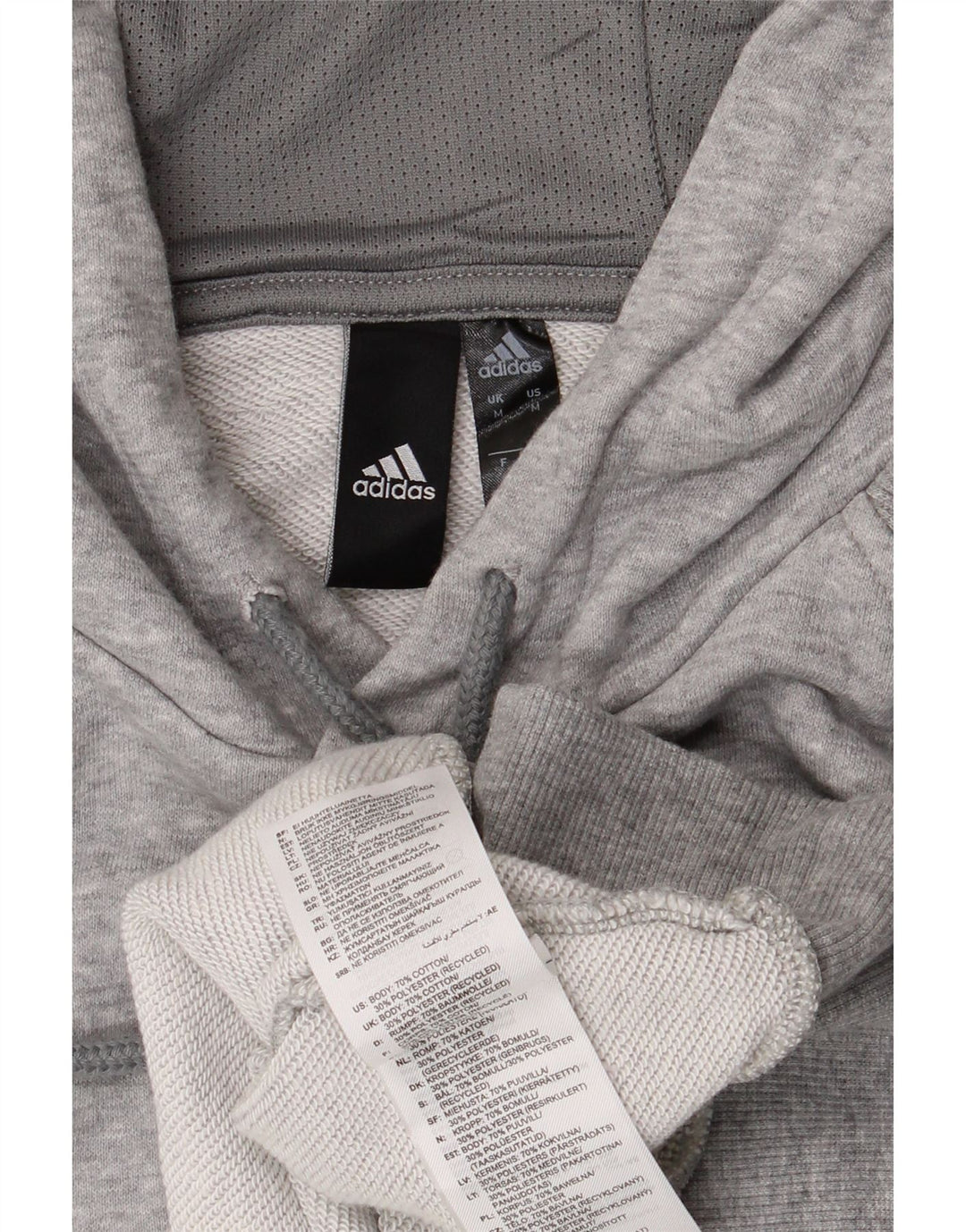 Adidas Mens Hoodie Jumper Medium Grey Flecked Cotton
