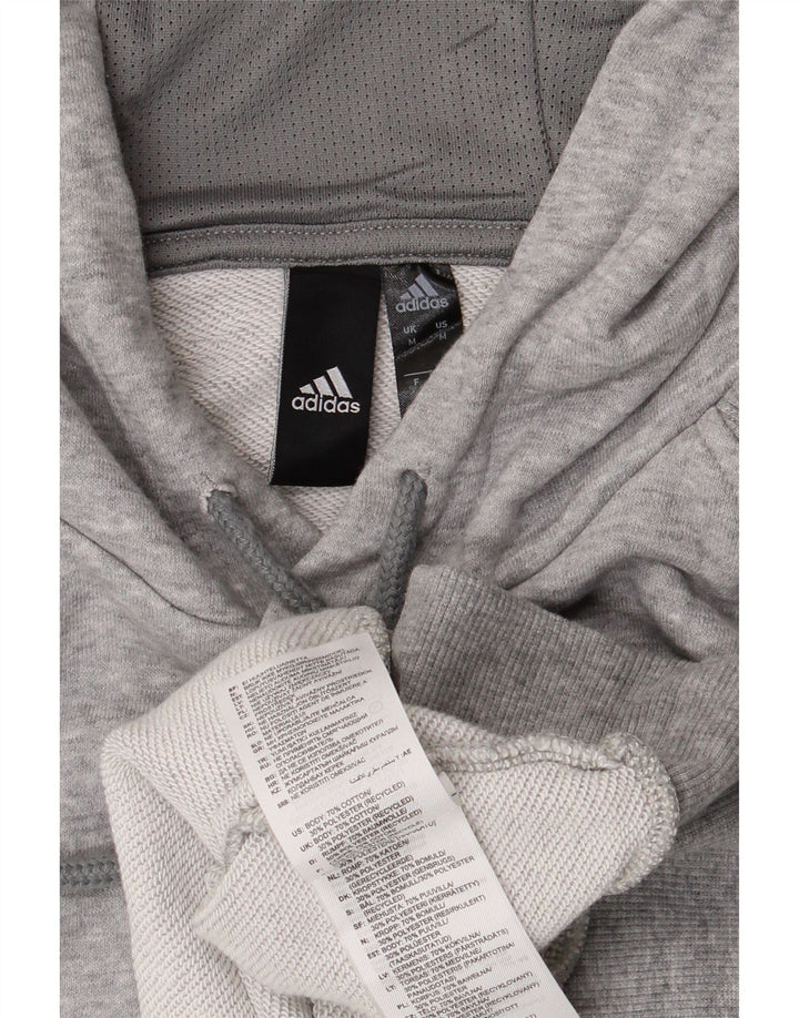 Adidas Mens Hoodie Jumper Medium Grey Flecked Cotton